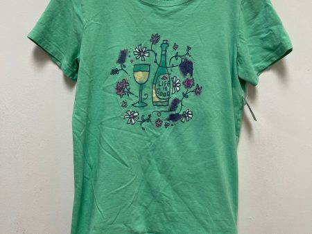 Green Top Short Sleeve Life Is Good, Size M Fashion