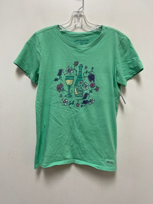 Green Top Short Sleeve Life Is Good, Size M Fashion