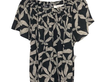 Black & Cream Top Short Sleeve Loft, Size Xxl Hot on Sale