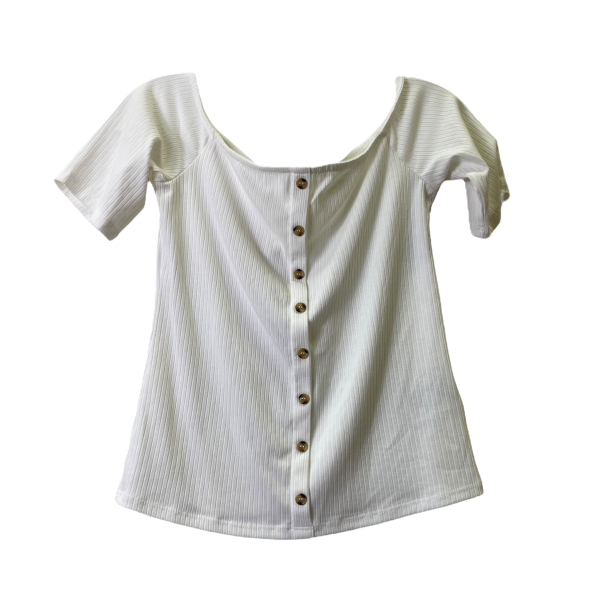 Top Short Sleeve Basic By H&m In Cream, Size: S on Sale