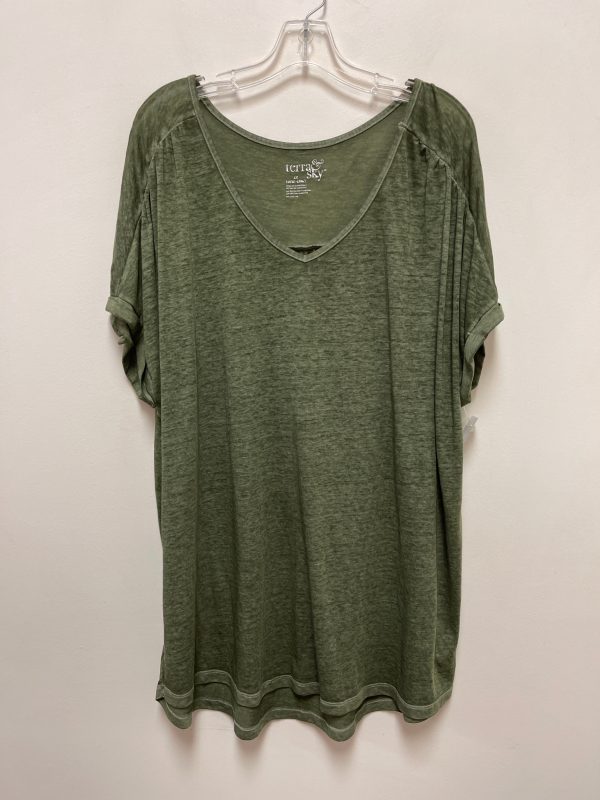 Green Top Short Sleeve Terra & Sky, Size 1x Online Hot Sale