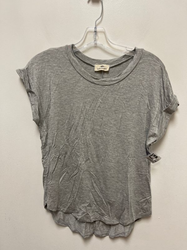 Grey Top Short Sleeve Basic Clothes Mentor, Size S Online Sale