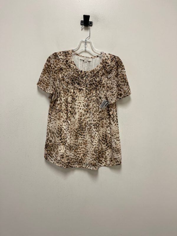 Animal Print Top Short Sleeve Loft, Size S on Sale