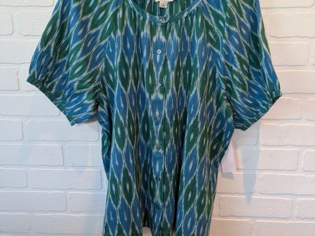 Blue & Green Top Short Sleeve Sundance, Size L Cheap