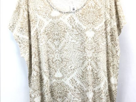 Tan & White Top Short Sleeve Basic Chicos, Size 3 For Sale