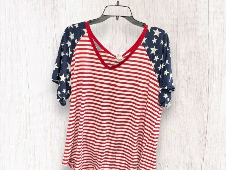 Blue & Red & White Top Short Sleeve Basic Clothes Mentor, Size 2x Discount