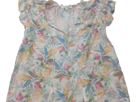 Floral Print Top Short Sleeve Rose And Olive, Size Xl on Sale