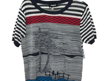 Top Short Sleeve By Desigual In Blue Red & White, Size: Xl Online Sale