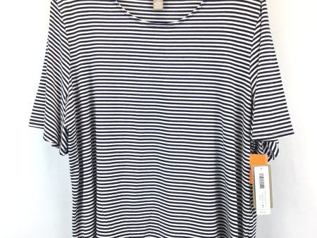 Blue & White Top Short Sleeve Basic Chicos, Size 3 Cheap