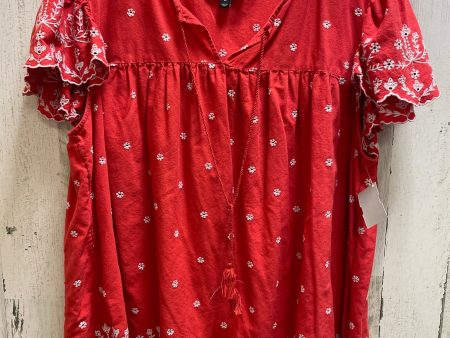 Top Short Sleeve By Lane Bryant In Red, Size: 3x Hot on Sale