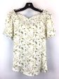 Cream & Green Top Short Sleeve Pleione, Size S Cheap