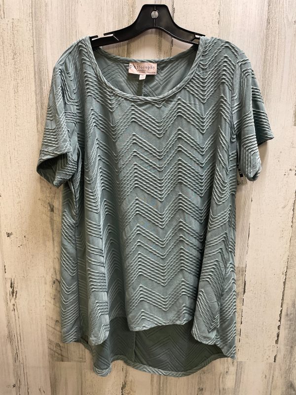 Green Top Short Sleeve Philosophy, Size 1x Cheap