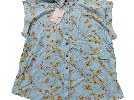 Blue & Yellow Top Short Sleeve Belle Du Jour, Size Xl Online Sale