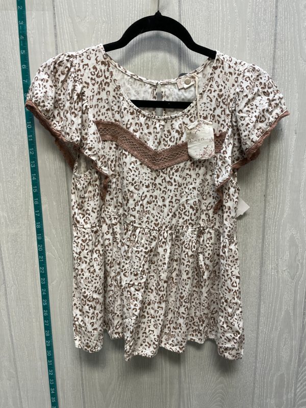 Animal Print Top Short Sleeve Hem & Thread, Size S Supply