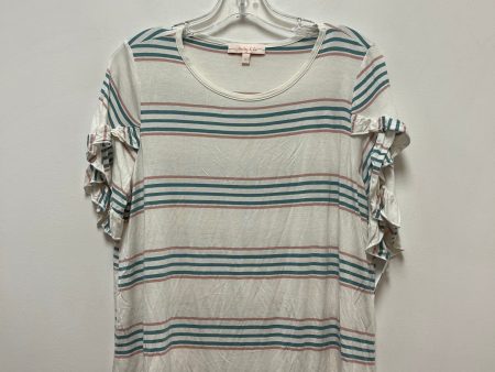 Striped Pattern Top Short Sleeve Clothes Mentor, Size L For Cheap