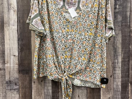 Floral Print Top Short Sleeve Lucky Brand, Size L Discount